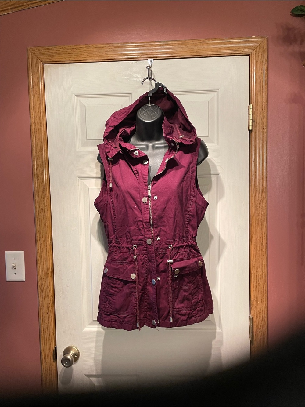 YMI Hooded Utility Vest in Plum